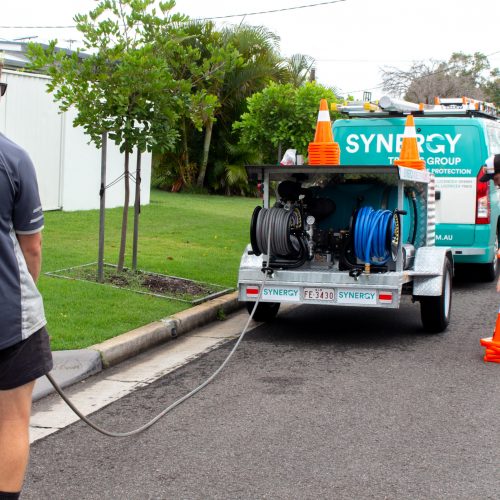 Synergy Trades Group - Plumbers in Action - Plumbing Mobile Truck with complete plumbing cables and wires